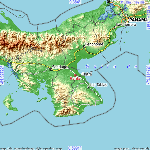 Topographic map of Parita