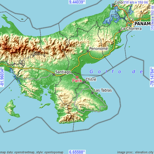 Topographic map of París