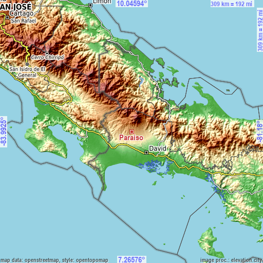 Topographic map of Paraíso