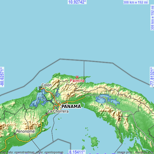 Topographic map of Palmira