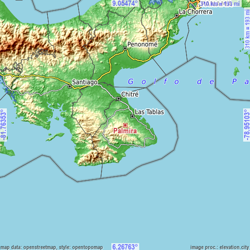 Topographic map of Palmira