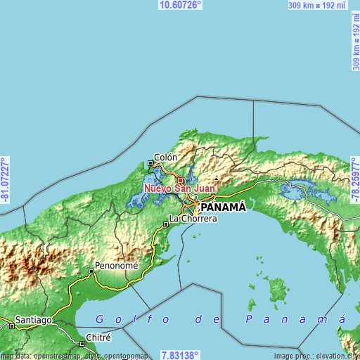 Topographic map of Nuevo San Juan