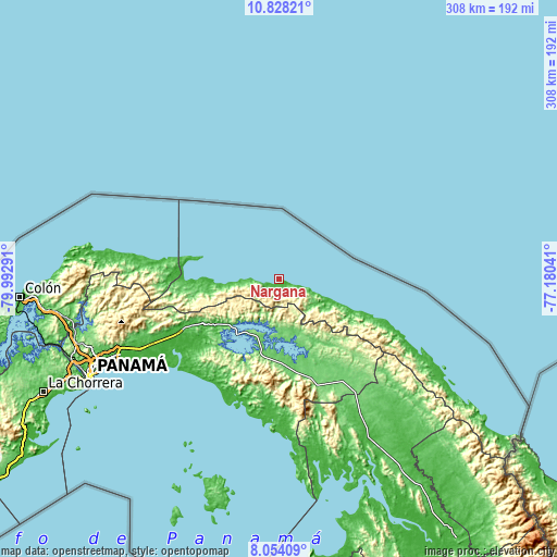Topographic map of Narganá