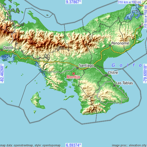 Topographic map of Montijo