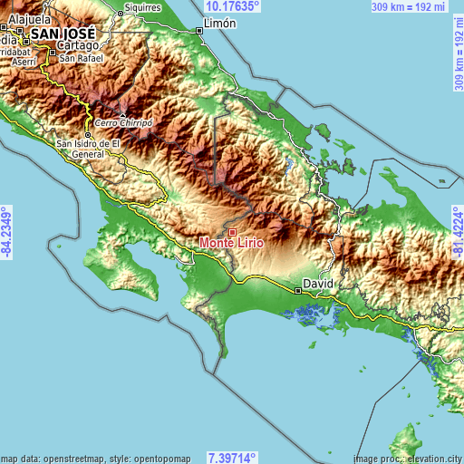 Topographic map of Monte Lirio