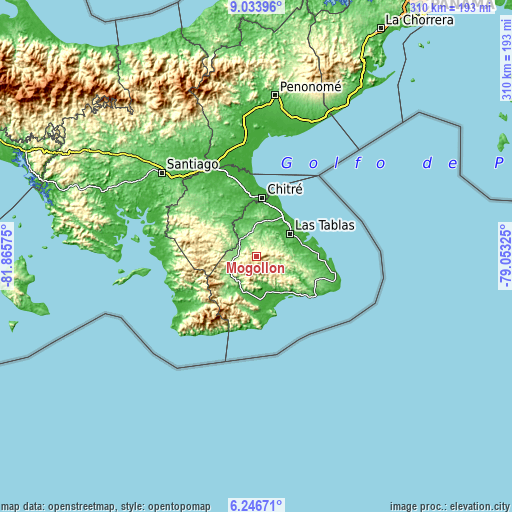 Topographic map of Mogollón