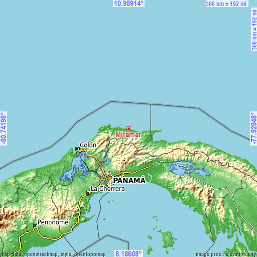 Topographic map of Miramar