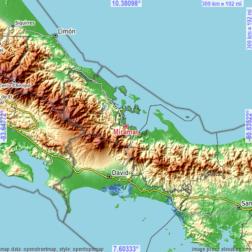 Topographic map of Miramar