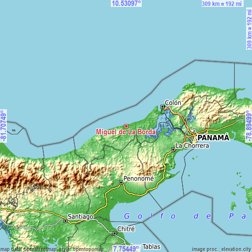 Topographic map of Miguel de La Borda
