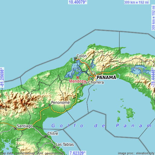 Topographic map of Mendoza