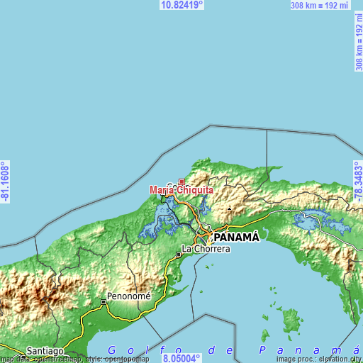 Topographic map of María Chiquita