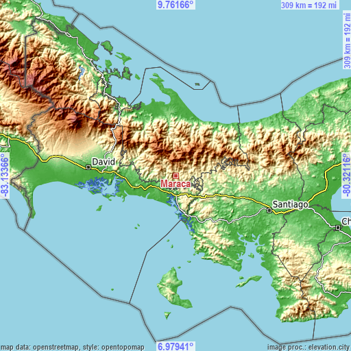 Topographic map of Maraca