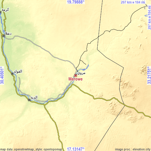 Topographic map of Merowe