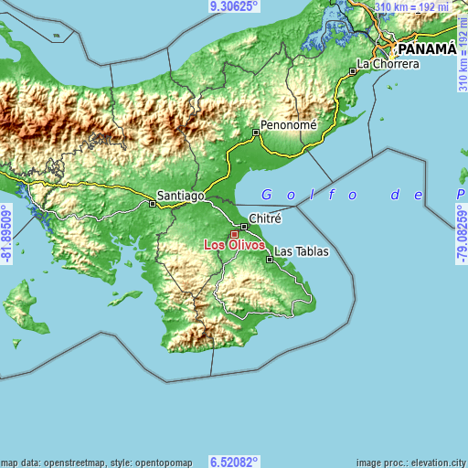 Topographic map of Los Olivos