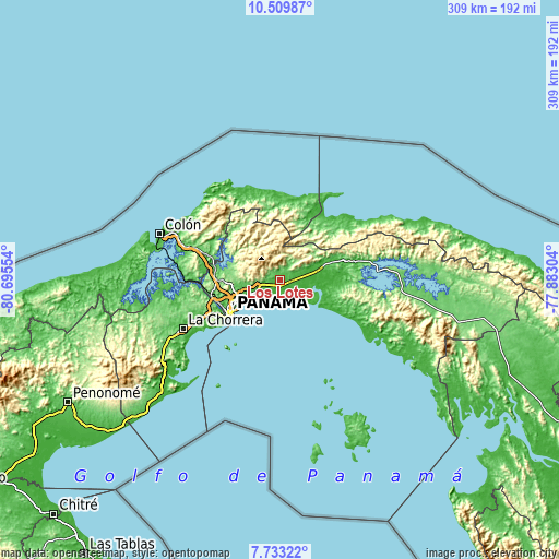 Topographic map of Los Lotes