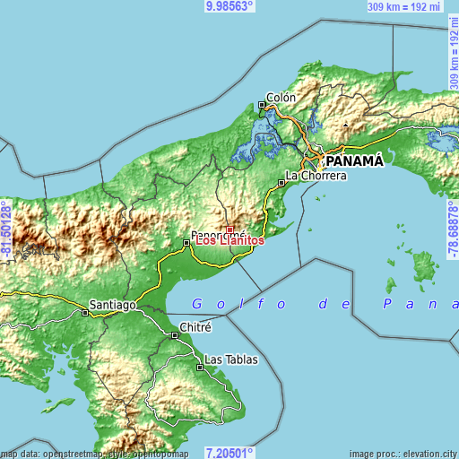 Topographic map of Los Llanitos