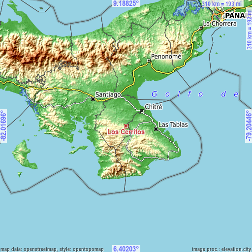 Topographic map of Los Cerritos