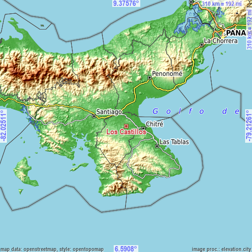 Topographic map of Los Castillos