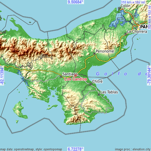 Topographic map of Los Canelos