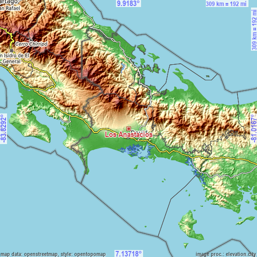 Topographic map of Los Anastacios