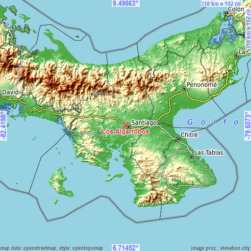 Topographic map of Los Algarrobos
