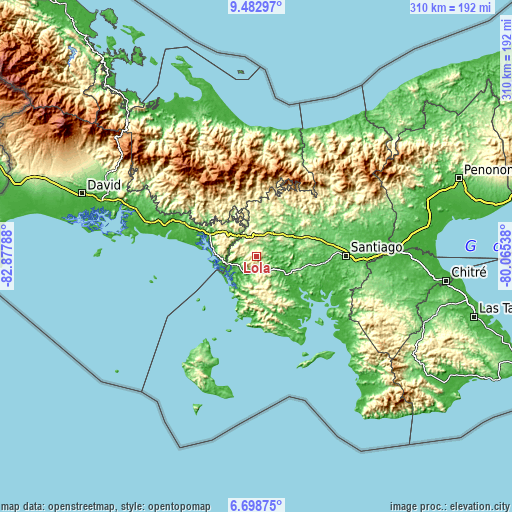 Topographic map of Lolá