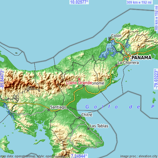 Topographic map of Llano Grande