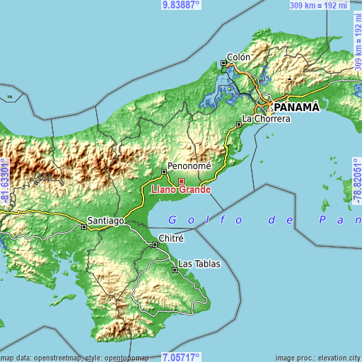 Topographic map of Llano Grande