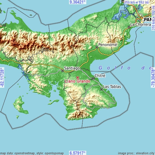 Topographic map of Llano Grande