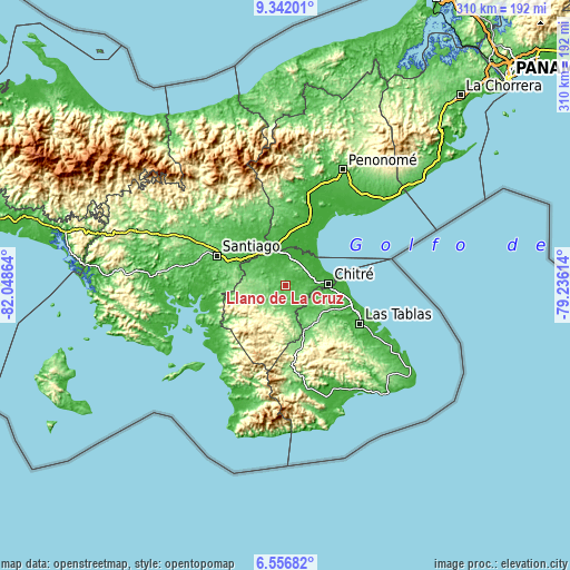 Topographic map of Llano de La Cruz