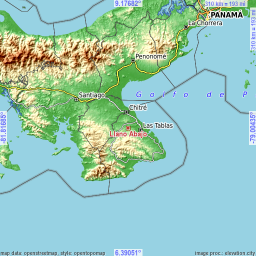 Topographic map of Llano Abajo
