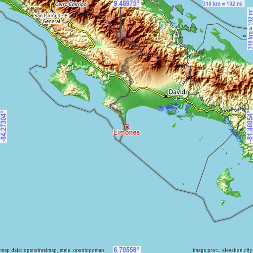 Topographic map of Limones