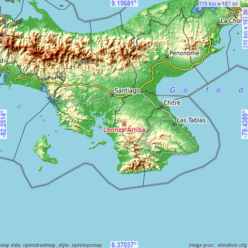 Topographic map of Leones Arriba