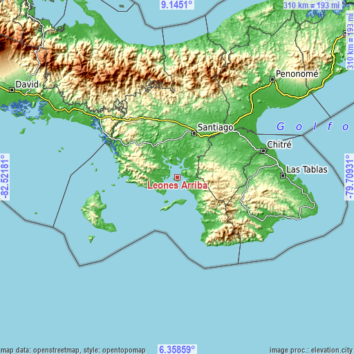 Topographic map of Leones Arriba