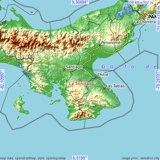 Topographic map of La Trinidad