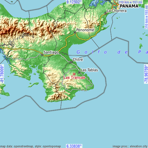 Topographic map of Las Trancas