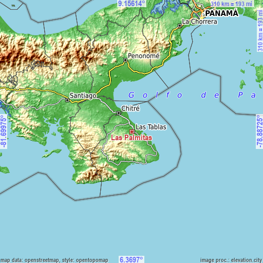 Topographic map of Las Palmitas