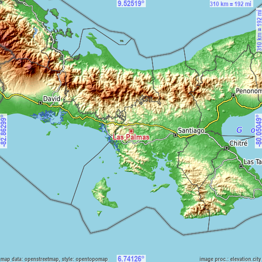 Topographic map of Las Palmas