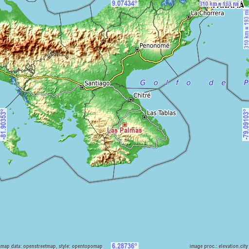 Topographic map of Las Palmas