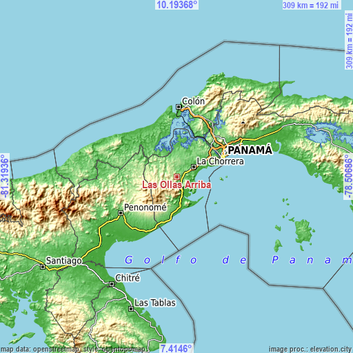 Topographic map of Las Ollas Arriba