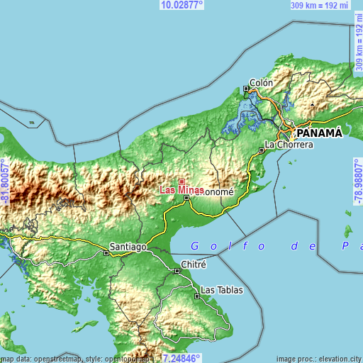 Topographic map of Las Minas