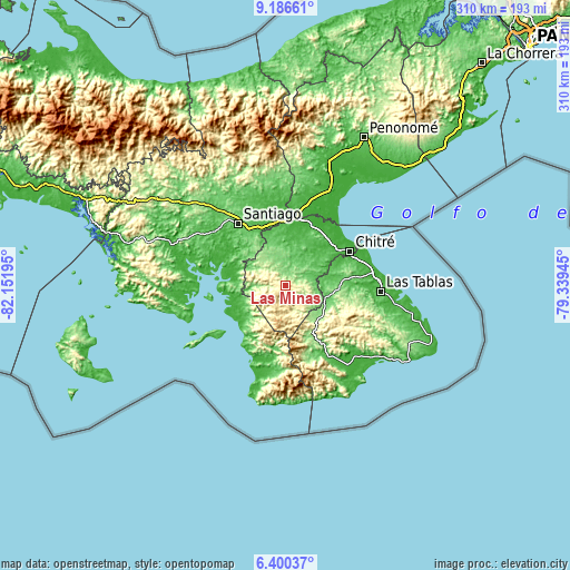 Topographic map of Las Minas