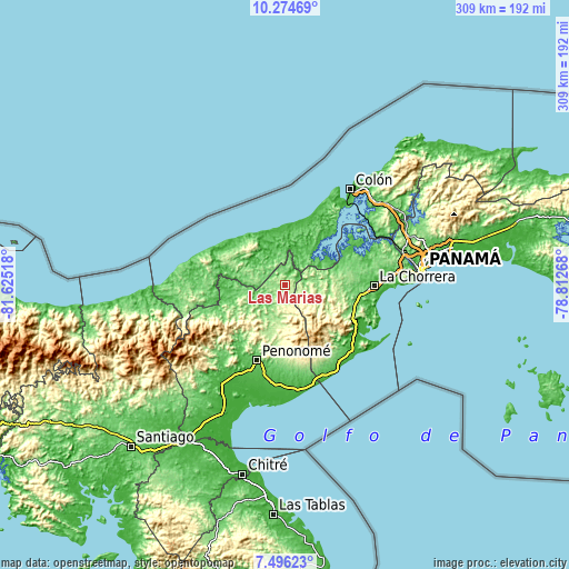 Topographic map of Las Marias