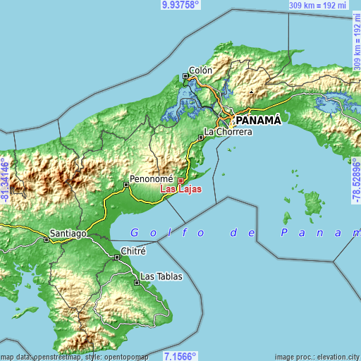 Topographic map of Las Lajas