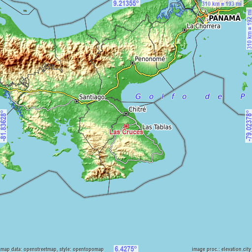 Topographic map of Las Cruces