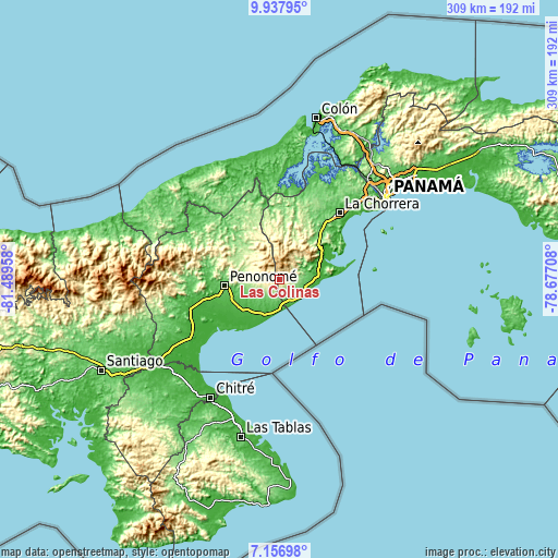 Topographic map of Las Colinas