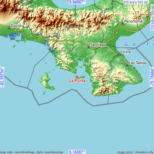 Topographic map of La Punta