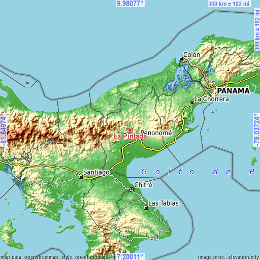 Topographic map of La Pintada