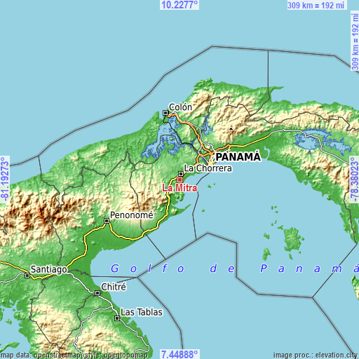 Topographic map of La Mitra