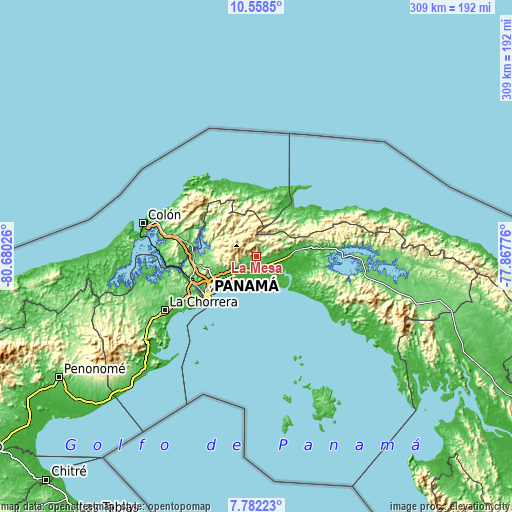Topographic map of La Mesa